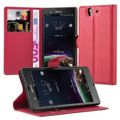 Cadorabo Ohišje, združljivo z Sony Xperia Z v rdeče sladkorno jabolko - Zaščitni ovitek z magnetnim zapiranjem, stoječo funkcijo in režo za kartice