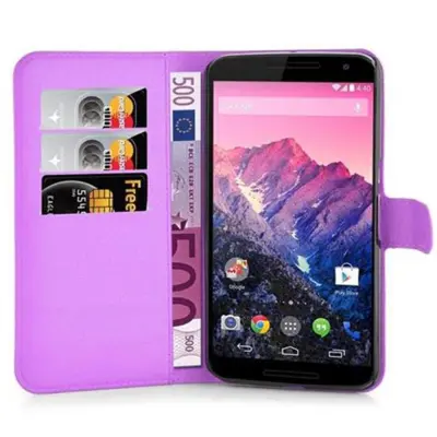 CADORABO Motorola Google NEXUS 6 v pastelno vijolična - Zaščitni ovitek z magnetnim zapiranjem, stoječo funkcijo in režo za kartice