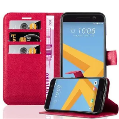 Cadorabo Ohišje, združljivo z HTC ONE M10 v rdeče sladkorno jabolko - Zaščitni ovitek z magnetnim zapiranjem, stoječo funkcijo in režo za kartice