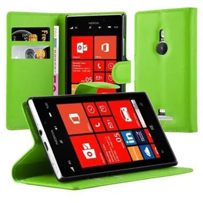 Cadorabo Ohišje, združljivo z Nokia Lumia 925 v mravljično zelena - Zaščitni ovitek z magnetnim zapiranjem, stoječo funkcijo in režo za kartice