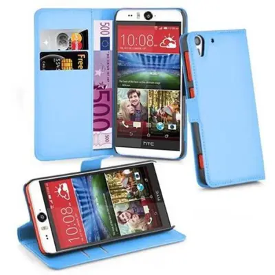 Cadorabo Ohišje, združljivo z HTC Desire EYE v nebesno modra - Zaščitni ovitek z magnetnim zapiranjem, stoječo funkcijo in režo za kartice