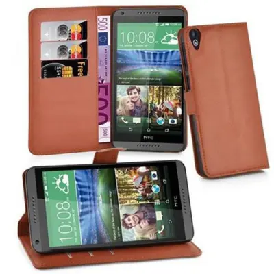 Cadorabo Ohišje, združljivo z HTC Desire 820 v sedlo rjave barve - Zaščitni ovitek z magnetnim zapiranjem, stoječo funkcijo in režo za kartice