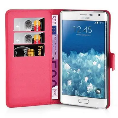 CADORABO Samsung Galaxy NOTE EDGE v rdeče sladkorno jabolko - Zaščitni ovitek z magnetnim zapiranjem, stoječo funkcijo in režo za kartice