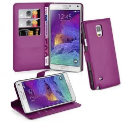 Cadorabo Ohišje, združljivo z Samsung Galaxy NOTE 4 v pastelno vijolična - Zaščitni ovitek z magnetnim zapiranjem, stoječo funkcijo in režo za kartice