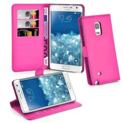 Cadorabo Ohišje, združljivo z Samsung Galaxy NOTE EDGE v vroča rožnata - Zaščitni ovitek z magnetnim zapiranjem, stoječo funkcijo in režo za kartice