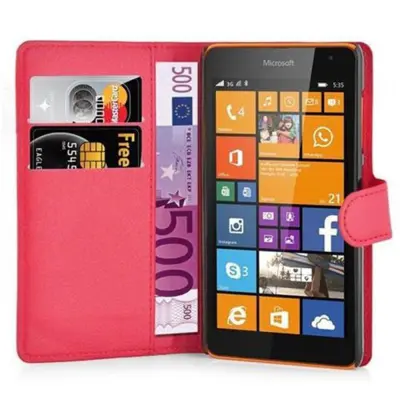 Cadorabo Ohišje, združljivo z Nokia Lumia 535 v rdeče sladkorno jabolko - Zaščitni ovitek z magnetnim zapiranjem, stoječo funkcijo in režo za kartice