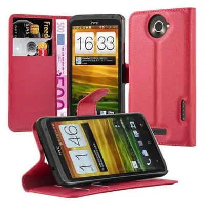 Cadorabo Ohišje, združljivo z HTC ONE X / X+ v rdeče sladkorno jabolko - Zaščitni ovitek z magnetnim zapiranjem, stoječo funkcijo in režo za kartice