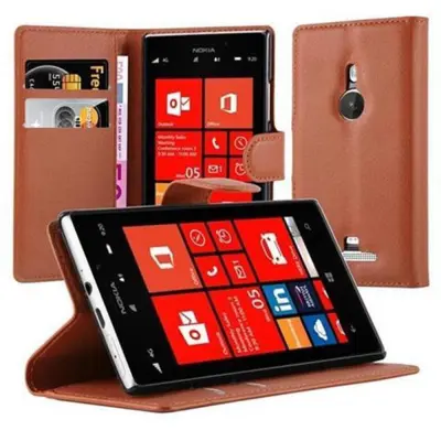 Cadorabo Ohišje, združljivo z Nokia Lumia 925 v sedlo rjave barve - Zaščitni ovitek z magnetnim zapiranjem, stoječo funkcijo in režo za kartice
