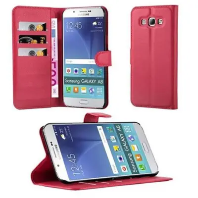 CADORABO Samsung Galaxy A8 2015 v rdeče sladkorno jabolko - Zaščitni ovitek z magnetnim zapiranjem, stoječo funkcijo in režo za kartice