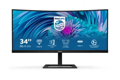 Monitor Philips 86,4 cm (34,0") 346E2CUAE 3440x1440 Curved 100Hz VA 1ms HDMI DisplayPort USB-C 65W 4xUSB3.2 HAS Zvočniki 2x5W SeparateSync E-Line