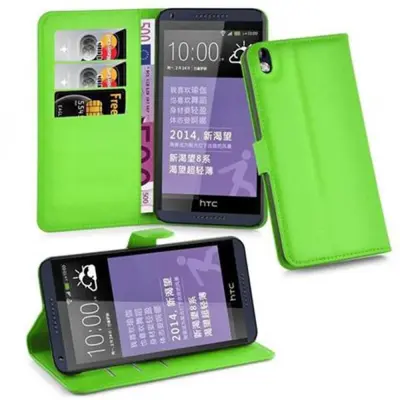 Cadorabo Ohišje, združljivo z HTC Desire 816 v mravljično zelena - Zaščitni ovitek z magnetnim zapiranjem, stoječo funkcijo in režo za kartice
