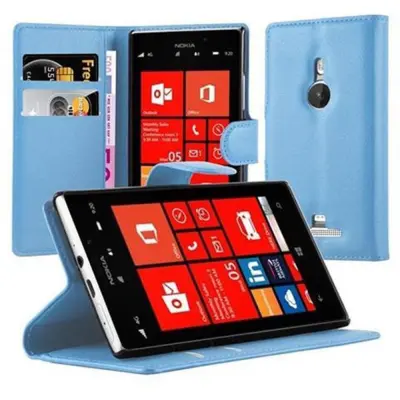 Cadorabo Ohišje, združljivo z Nokia Lumia 925 v nebesno modra - Zaščitni ovitek z magnetnim zapiranjem, stoječo funkcijo in režo za kartice
