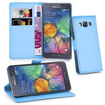Cadorabo Ohišje, združljivo z Samsung Galaxy A7 2015 v nebesno modra - Zaščitni ovitek z magnetnim zapiranjem, stoječo funkcijo in režo za kartice