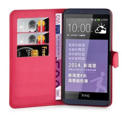 Cadorabo Ohišje, združljivo z HTC Desire 816 v rdeče sladkorno jabolko - Zaščitni ovitek z magnetnim zapiranjem, stoječo funkcijo in režo za kartice