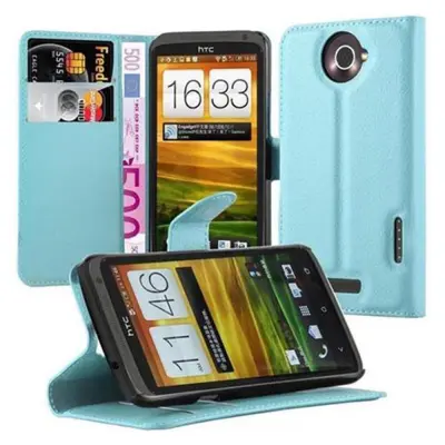 Cadorabo Ohišje, združljivo z HTC ONE X / X+ v nebesno modra - Zaščitni ovitek z magnetnim zapiranjem, stoječo funkcijo in režo za kartice