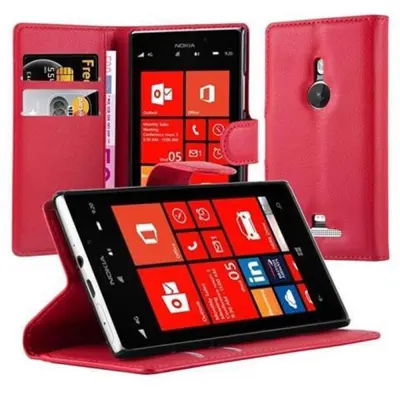 Cadorabo Ohišje, združljivo z Nokia Lumia 925 v rdeče sladkorno jabolko - Zaščitni ovitek z magnetnim zapiranjem, stoječo funkcijo in režo za kartice