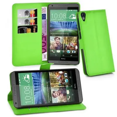 Cadorabo Ohišje, združljivo z HTC Desire 820 v mravljično zelena - Zaščitni ovitek z magnetnim zapiranjem, stoječo funkcijo in režo za kartice