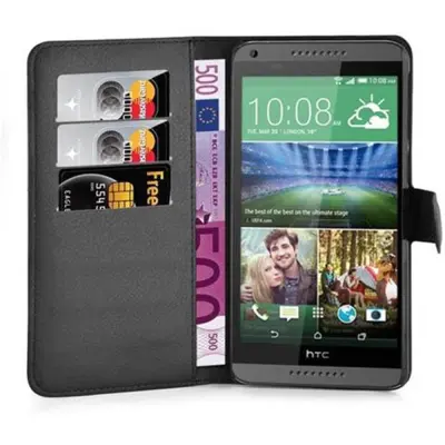 Cadorabo Ohišje, združljivo z HTC Desire 820 v oksidna črna - Zaščitni ovitek z magnetnim zapiranjem, stoječo funkcijo in režo za kartice