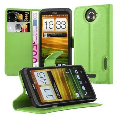 Cadorabo Ohišje, združljivo z HTC ONE X / X+ v mravljično zelena - Zaščitni ovitek z magnetnim zapiranjem, stoječo funkcijo in režo za kartice