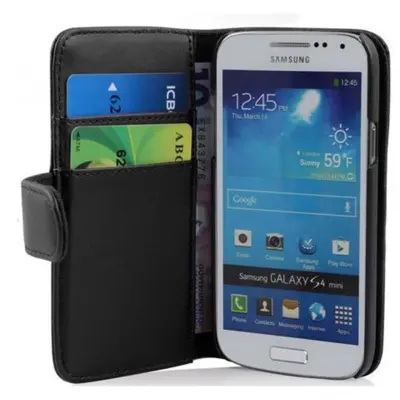 Cadorabo Ohišje, združljivo z Samsung Galaxy S4 MINI v oksid črna - Zaščitni ovitek iz gladkega umetnega usnja in žep za kartice