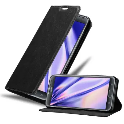 Cadorabo Ohišje, združljivo z Samsung Galaxy NOTE 2 v nočna črna - Zaščitni ovitek z magnetnim zapiranjem, stoječo funkcijo in režo za kartice