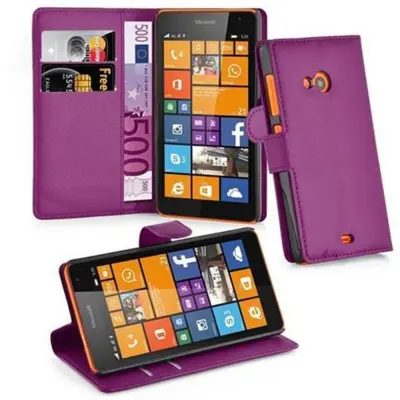 Cadorabo Ohišje, združljivo z Nokia Lumia 535 v pastelno vijolična - Zaščitni ovitek z magnetnim zapiranjem, stoječo funkcijo in režo za kartice