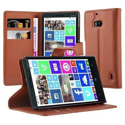 Cadorabo Ohišje, združljivo z Nokia Lumia 929 / 930 v sedlo rjave barve - Zaščitni ovitek z magnetnim zapiranjem, stoječo funkcijo in režo za kartice
