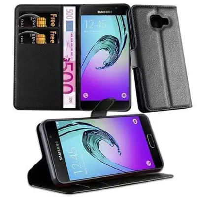 Cadorabo Ohišje, združljivo z Samsung Galaxy A3 2016 v oksidna črna - Zaščitni ovitek z magnetnim zapiranjem, stoječo funkcijo in režo za kartice