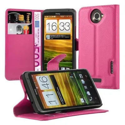Cadorabo Ohišje, združljivo z HTC ONE X / X+ v vroča rožnata - Zaščitni ovitek z magnetnim zapiranjem, stoječo funkcijo in režo za kartice
