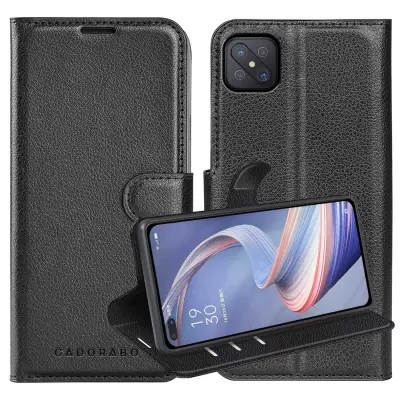 Cadorabo Ohišje, združljivo z Oppo A92s v oksidna črna - Zaščitni ovitek z magnetnim zapiranjem, stoječo funkcijo in režo za kartice