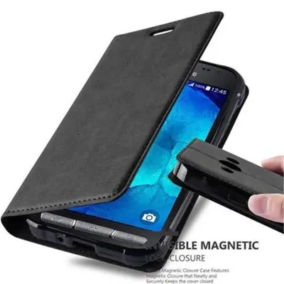 Cadorabo Ohišje, združljivo z Samsung Galaxy XCover 3 v nočna črna - Zaščitni ovitek z magnetnim zapiranjem, stoječo funkcijo in režo za kartice