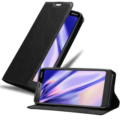 Cadorabo Ohišje, združljivo z Nokia 5.1 v nočna črna - Zaščitni ovitek z magnetnim zapiranjem, stoječo funkcijo in režo za kartice