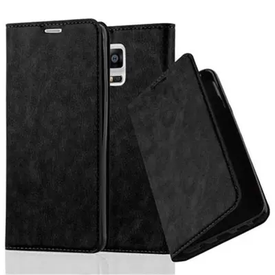 Cadorabo Ohišje, združljivo z Samsung Galaxy NOTE 4 v nočna črna - Zaščitni ovitek z magnetnim zapiranjem, stoječo funkcijo in režo za kartice