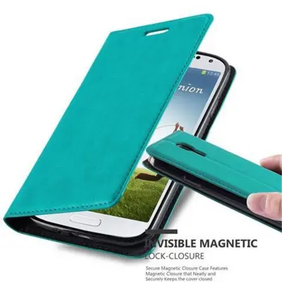 Cadorabo Ohišje, združljivo z Samsung Galaxy S4 v bencinsko turkizna - Zaščitni ovitek z magnetnim zapiranjem, stoječo funkcijo in režo za kartice