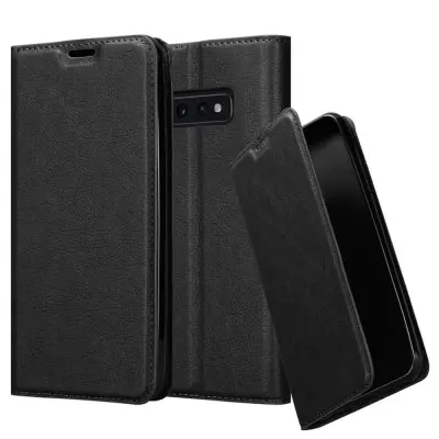 Cadorabo Ohišje, združljivo z Samsung Galaxy S10e v nočna črna - Zaščitni ovitek z magnetnim zapiranjem, stoječo funkcijo in režo za kartice