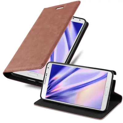 Cadorabo Ohišje, združljivo z Samsung Galaxy NOTE 3 v kapučino rjava - Zaščitni ovitek z magnetnim zapiranjem, stoječo funkcijo in režo za kartice