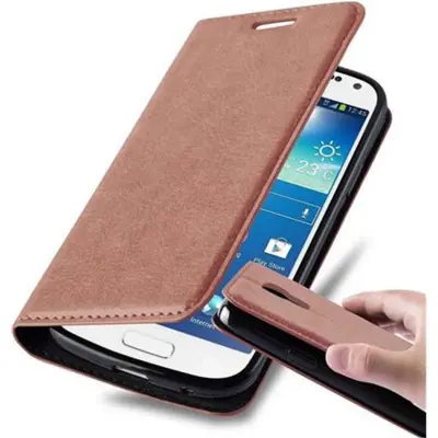 Cadorabo Ohišje, združljivo z Samsung Galaxy S4 MINI v kapučino rjava - Zaščitni ovitek z magnetnim zapiranjem, stoječo funkcijo in režo za kartice