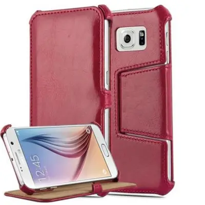 Cadorabo Ohišje, združljivo z Samsung Galaxy S6 v strastno rdeča - Zaščitni ovitek BREZ magnetnega zapiranja s funkcijo stojala in vogalnim držalom