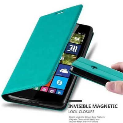 Cadorabo Ohišje, združljivo z Nokia Lumia 540 v bencinsko turkizna - Zaščitni ovitek z magnetnim zapiranjem, stoječo funkcijo in režo za kartice