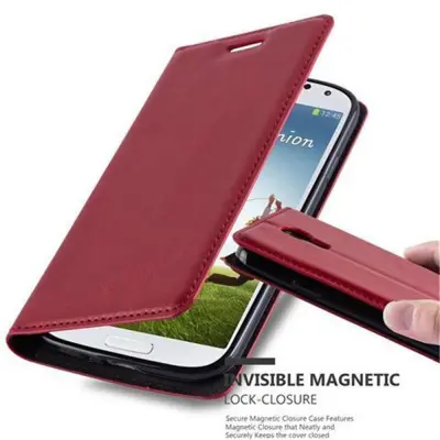 Cadorabo Ohišje, združljivo z Samsung Galaxy S4 v rdeče jabolko - Zaščitni ovitek z magnetnim zapiranjem, stoječo funkcijo in režo za kartice