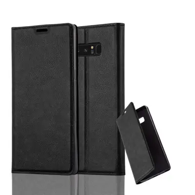 Cadorabo Ohišje, združljivo z Samsung Galaxy NOTE 8 v nočna črna - Zaščitni ovitek z magnetnim zapiranjem, stoječo funkcijo in režo za kartice