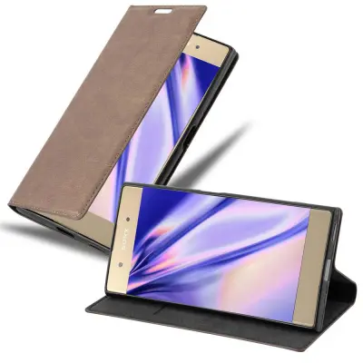 Cadorabo Ohišje, združljivo z Sony Xperia XA1 PLUS v kavovinsko rdeča - Zaščitni ovitek z magnetnim zapiranjem, stoječo funkcijo in režo za kartice