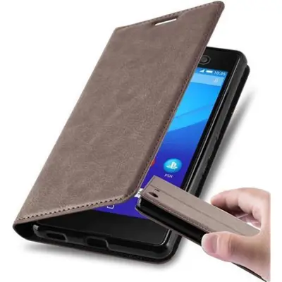 Cadorabo Ohišje, združljivo z Sony Xperia M5 v kavovinsko rdeča - Zaščitni ovitek z magnetnim zapiranjem, stoječo funkcijo in režo za kartice