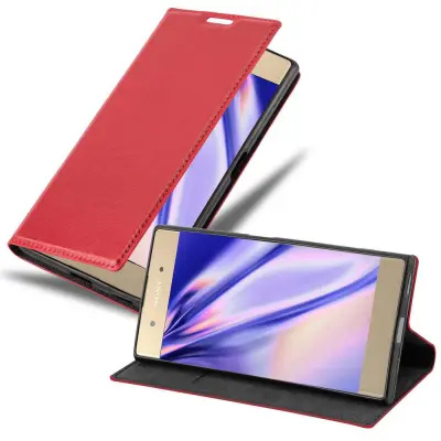 Cadorabo Ohišje, združljivo z Sony Xperia XA1 PLUS v rdeče jabolko - Zaščitni ovitek z magnetnim zapiranjem, stoječo funkcijo in režo za kartice