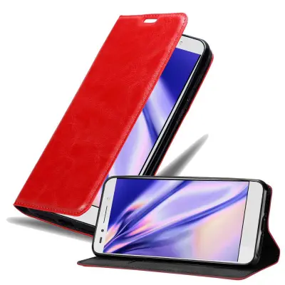 Cadorabo Ohišje, združljivo z Honor 7 v rdeče jabolko - Zaščitni ovitek z magnetnim zapiranjem, stoječo funkcijo in režo za kartice