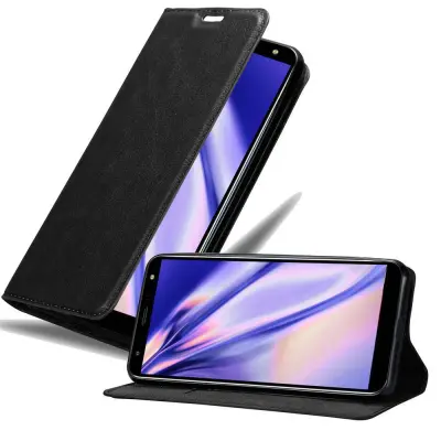 Cadorabo Ohišje, združljivo z LG K40 v nočna črna - Zaščitni ovitek z magnetnim zapiranjem, stoječo funkcijo in režo za kartice
