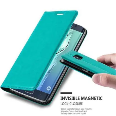 CADORABO Samsung Galaxy S6 EDGE v bencinsko turkizna - Zaščitni ovitek z magnetnim zapiranjem, stoječo funkcijo in režo za kartice
