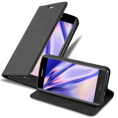 Cadorabo Ohišje, združljivo z LG K8 2017 v nočna črna - Zaščitni ovitek z magnetnim zapiranjem, stoječo funkcijo in režo za kartice