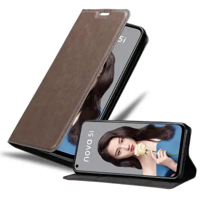 CADORABO Huawei NOVA 5i/P20 LITE 2019 v kavovinsko rdeča - Zaščitni ovitek z magnetnim zapiranjem, stoječo funkcijo in režo za kartice
