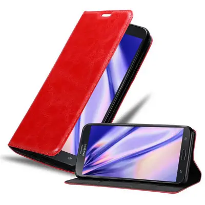 Cadorabo Ohišje, združljivo z Samsung Galaxy MEGA 6.3 v rdeče jabolko - Zaščitni ovitek z magnetnim zapiranjem, stoječo funkcijo in režo za kartice